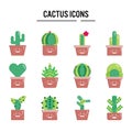 Cactus icon in flat design for web design , infographic , presentation , mobile application - Vector illustration Royalty Free Stock Photo