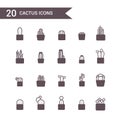 Cactus icon set vector. Silhouette icons. Royalty Free Stock Photo