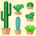 Cactus icons set.