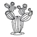 Cactus line illustration for coloring book page's