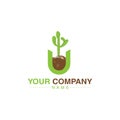 Cactus logo, Letter U, Cactus icon