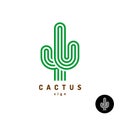 Cactus logo. Parallel rounded lines style illustration.