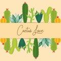 Cactus love card with succulents