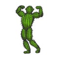 Cactus man posing color sketch engraving vector Royalty Free Stock Photo