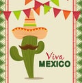 Cactus with mexican hat and mustache to celebrate event