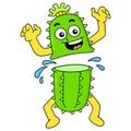 Cactus monster split in two, doodle icon image kawaii