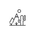 Cactus mountain and sun outline icon