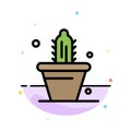 Cactus, Nature, Pot, Spring Abstract Flat Color Icon Template