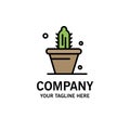 Cactus, Nature, Pot, Spring Business Logo Template. Flat Color