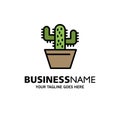 Cactus, Nature, Pot, Spring Business Logo Template. Flat Color