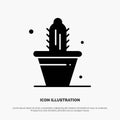 Cactus, Nature, Pot, Spring solid Glyph Icon vector