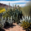 Cactus nursery in the desert. Royalty Free Stock Photo