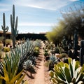 Cactus nursery in the desert. Royalty Free Stock Photo