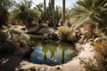 cactus oasis with cool spring water in the warm desert