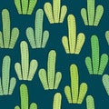 Cactus pattern with navy blue background Royalty Free Stock Photo