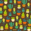 Cactus Pattern / Seamless Background with Cactus and Succulent