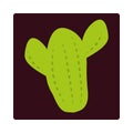 Cactus plant desert flora botanic icon block and flat