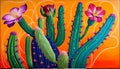 Cactus plant flower blossom arrangement isolated orange Royalty Free Stock Photo