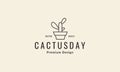 Cactus plant pot lines logo symbol vector icon illustration graphic design Royalty Free Stock Photo
