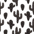 Cactus plant vector seamless pattern. Abstract cartoon desert fabric print.