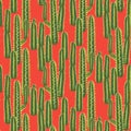 Cactus plant vector seamless pattern. Abstract desert nature fabric print.