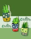Cactus plants clipart and icon