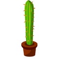 Cactus in a pot. House plant. Green succulent. Flat cartoon illustration