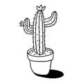 Cactus in a pot outline illustration