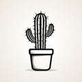 Monochrome Cactus Illustration On Light Background Royalty Free Stock Photo