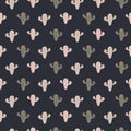 Cactus print vector seamless pattern dark pale colors.