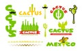 Cactus restaurant logo set