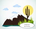 Cactus saguaro And Mountains. Vector card
