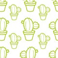 Cactus Seamless pattern with cacti Hand-drawn background Vector illustration