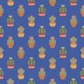Cactus seamless pattern. Cute cacti in boho style. Royalty Free Stock Photo