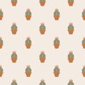 Cactus seamless pattern. Cute cacti in boho style. Royalty Free Stock Photo