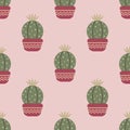 Cactus seamless pattern. Cute cacti in boho style. Royalty Free Stock Photo