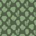 Cactus seamless pattern. Mexican exotic plant endless background. Nopal loop cover. Vector hand drawn illustration Royalty Free Stock Photo