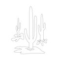 Cactus set. Hand drawn wild thorny desert plants, Black and white cacti isolated on white background Royalty Free Stock Photo