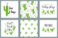 Cactus set Cactus text Seamless patterns Succulents art Cacti floral background Print poster vector