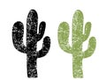 Cactus silhouette. Grunge cactus on old paper texture background illustration Royalty Free Stock Photo