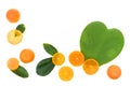 Orange fruits food background with heart