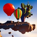 cactus on some flying rock Royalty Free Stock Photo