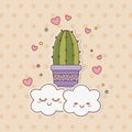 Cactus sticker kawaii style