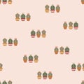 Cactus seamless pattern. Cute cacti in boho style. Royalty Free Stock Photo