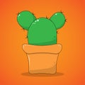 Cactus and succulent in pot domestic colorful cartoon vector illustration. Decorative flower plant. Isolated icon cacti Royalty Free Stock Photo