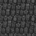 Cactus succulents vector seamless pattern. Royalty Free Stock Photo