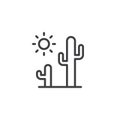 Cactus and sun outline icon