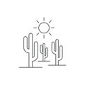 Cactus and sun vector icon isolated on white background