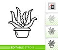 Cactus aloe succulent simple thin line vector icon