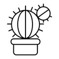 Cactus thin line icon. Houseplant vector illustration isolated on white. Cactus in flowerpot outline style design